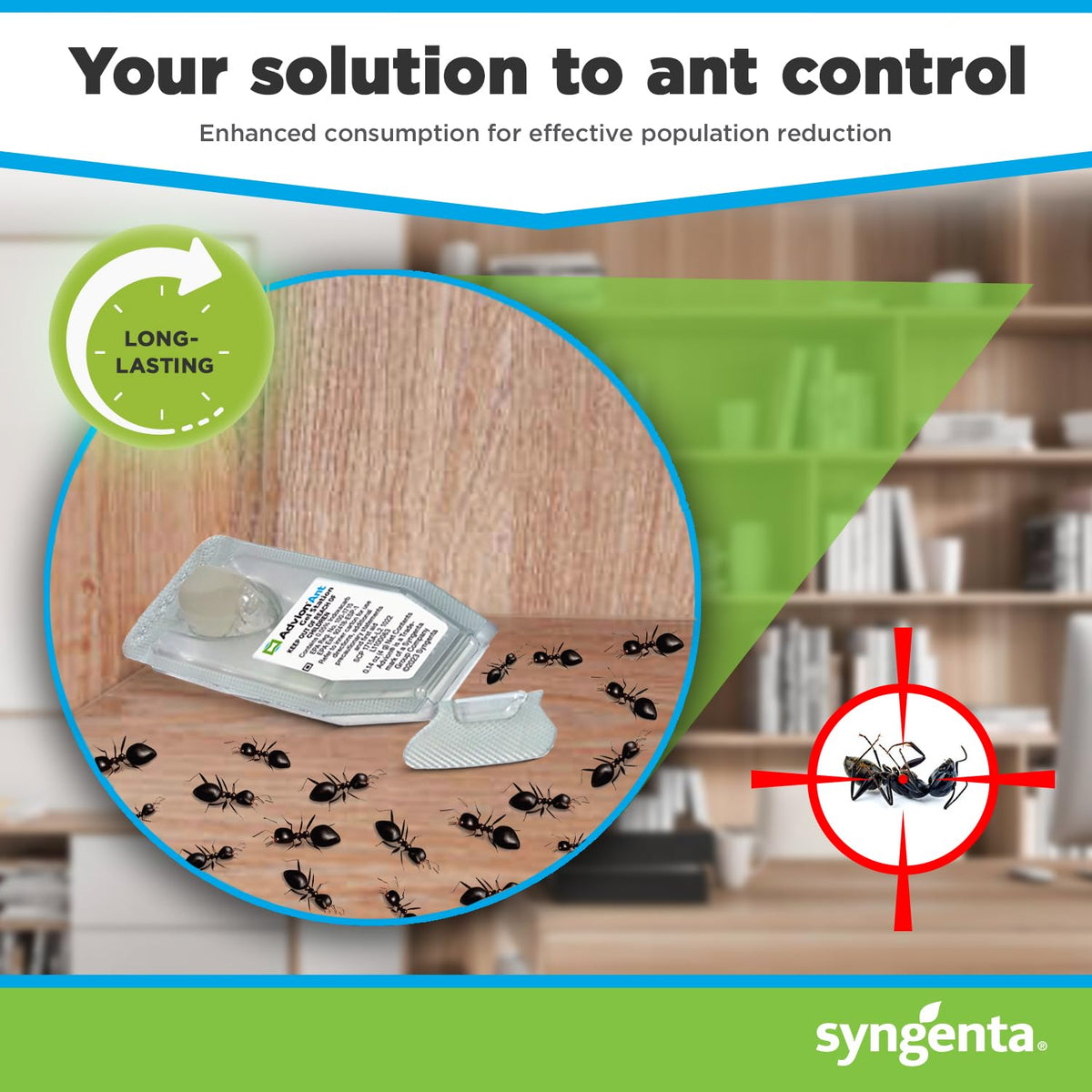 Syngenta Advion gel bait releases slowly after ingestion for targeted control.