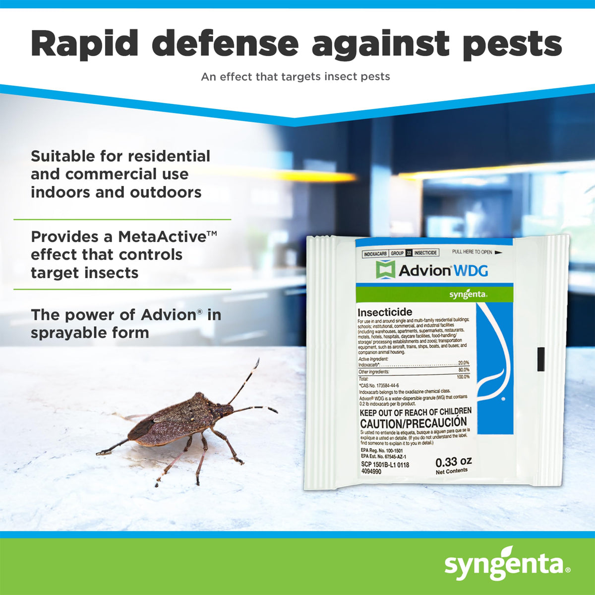 Syngenta Advion WDG foam spray for indoor and outdoor applications.