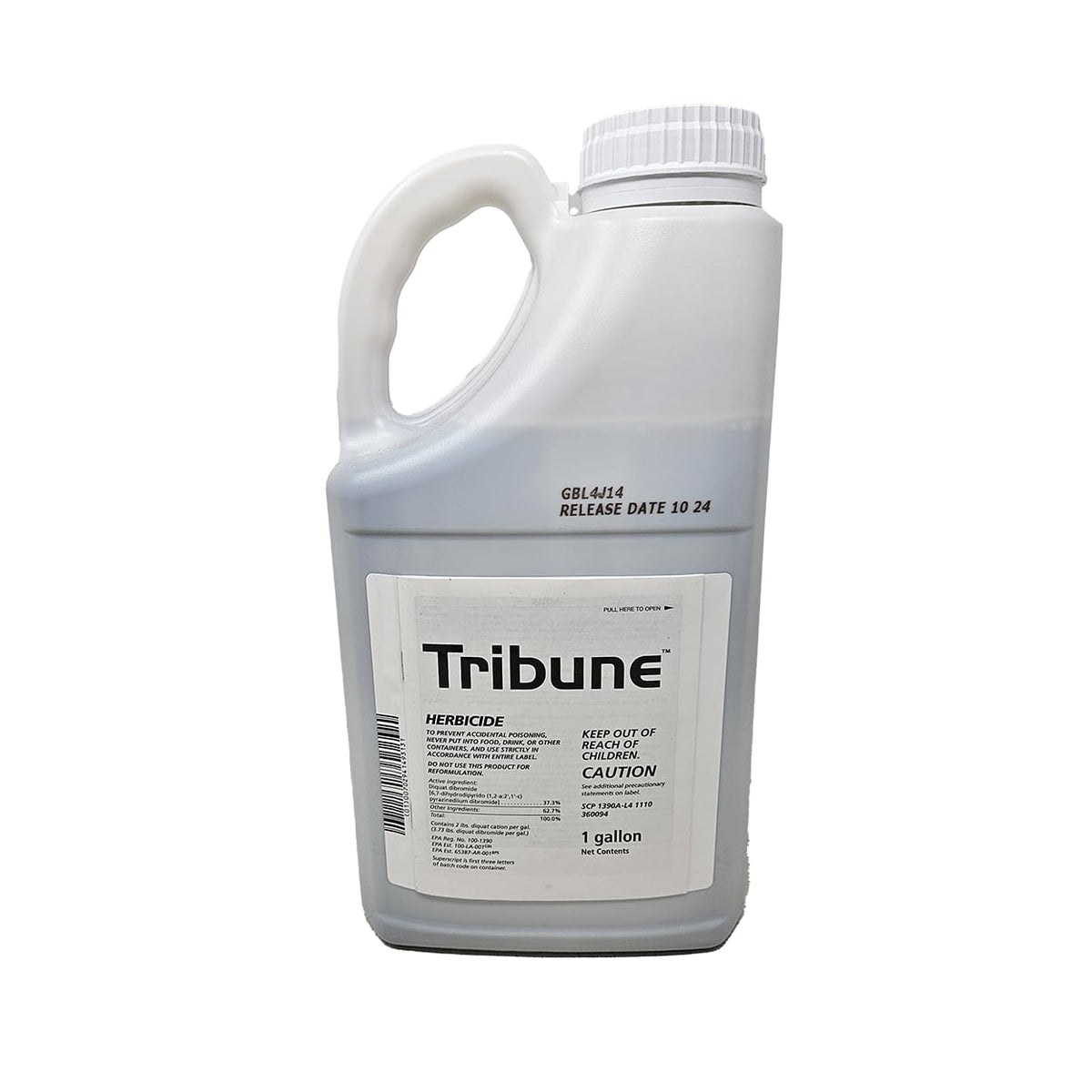 Syngenta Tribune fast-acting aquatic herbicide bottle for rapid weed control around ponds