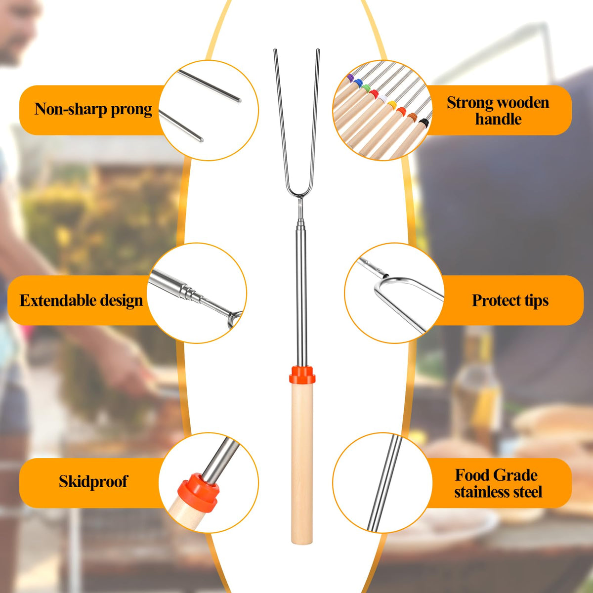 SynHHergyx multi-color roasting sticks perfect for s'mores around the fire.