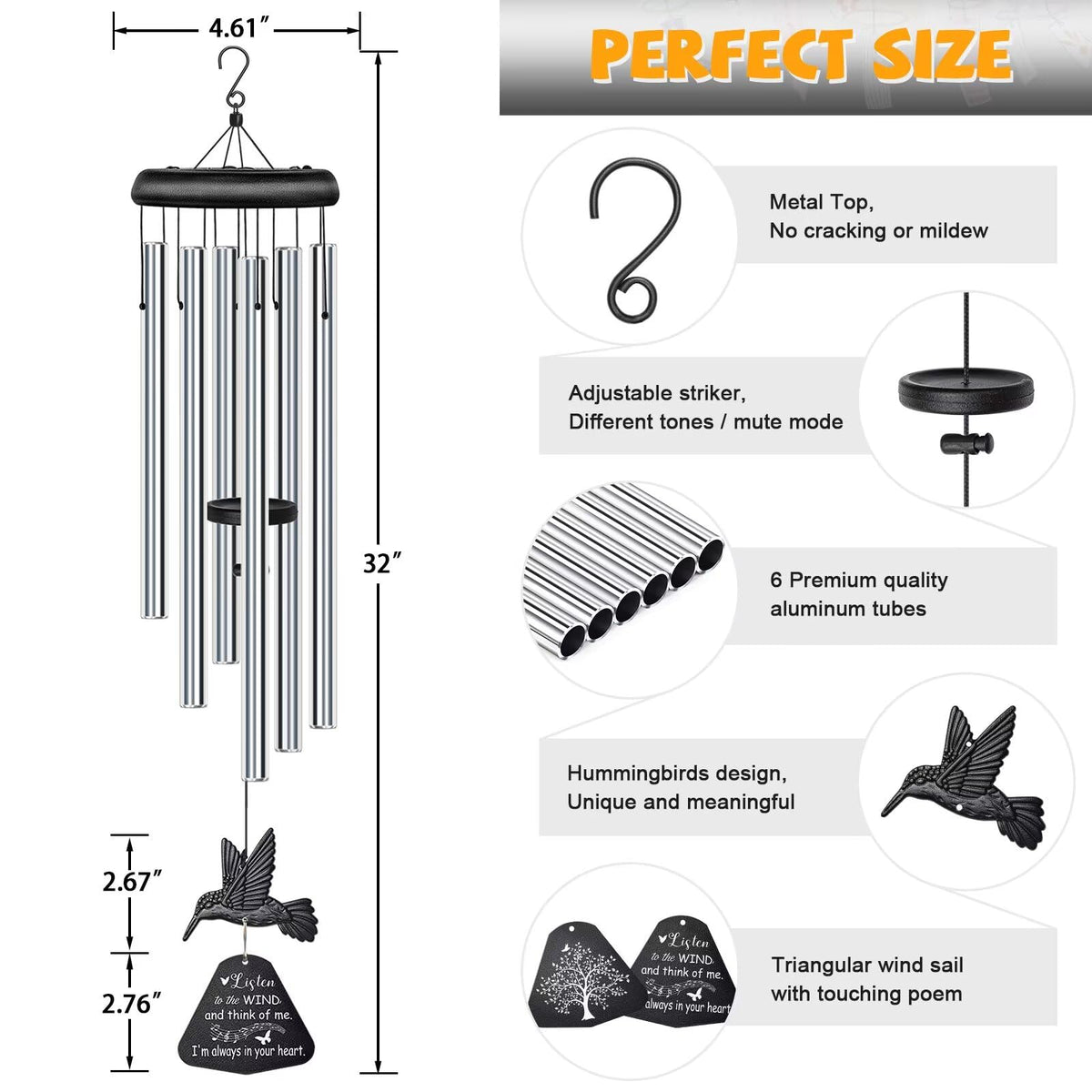 Synhonty bronze top wind chime with weather resistant nylon rope
