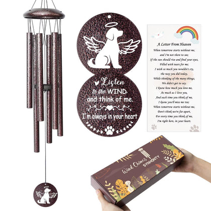 Synhonty dog memorial wind chime 25-inch outdoors for cherished memories