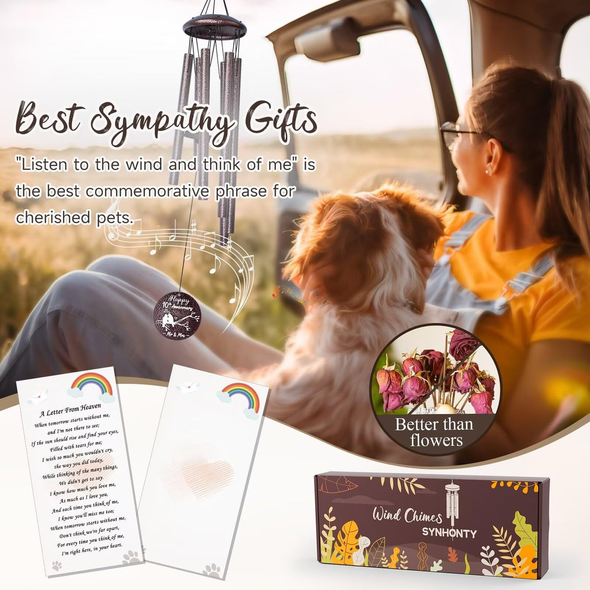 Synhonty gift box packaging for dog memorial wind chime