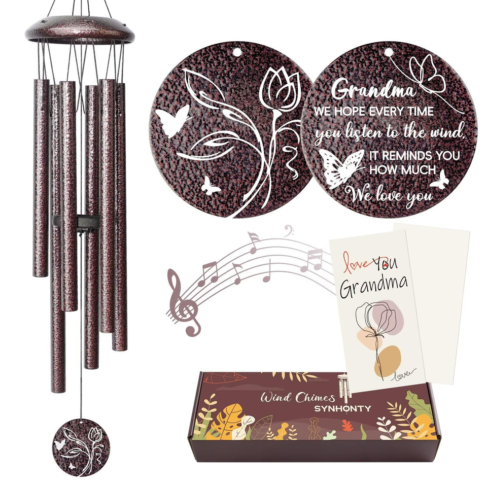 Synhonty grandma wind chimes 25inch, a heartfelt outdoor gift for cherished grandmothers.