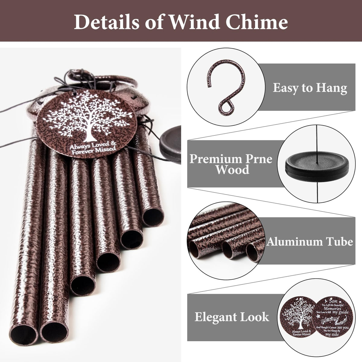 Synhonty memorial wind chimes gift-box presentation; ready-to-gift sympathy keepsake.