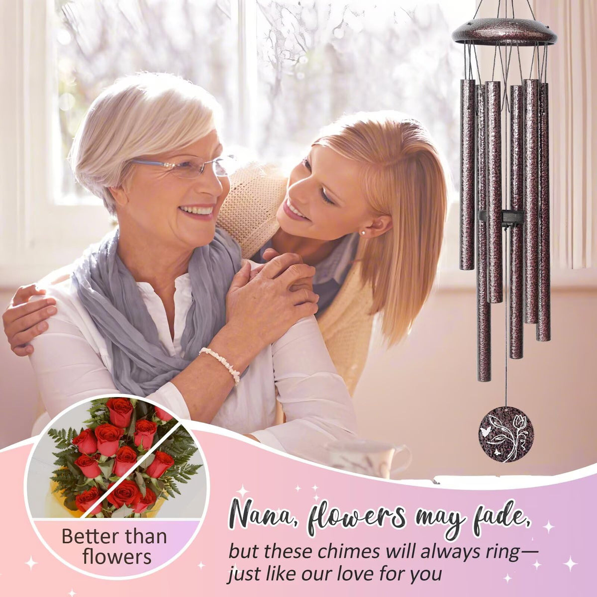 Synhonty Nana gift card wind chime ready for gifting.