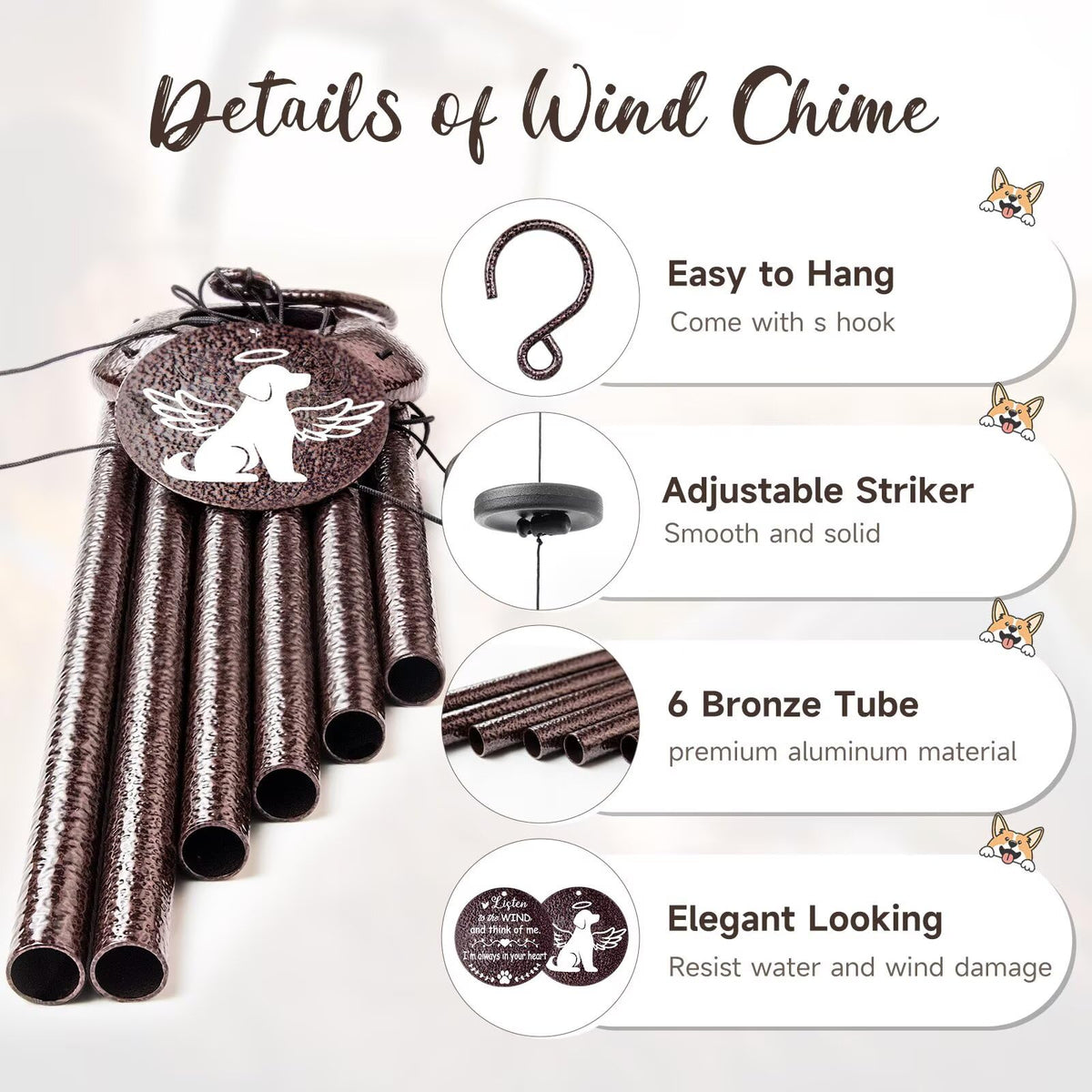 Synhonty wind chime includes poetry card to share comforting thoughts