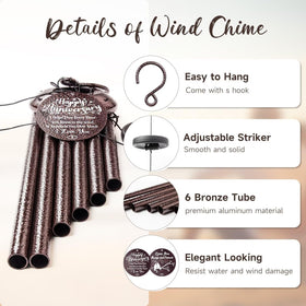 Synhonty six-tube aluminum wind chimes produce rich tones