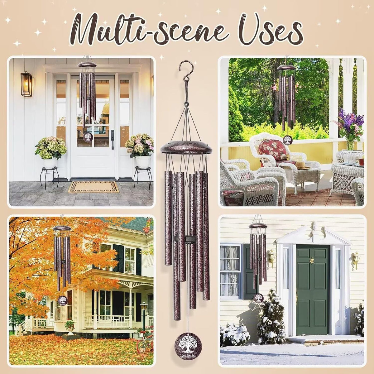 Synhonty wind chimes bronze finish adding calming ambience to garden