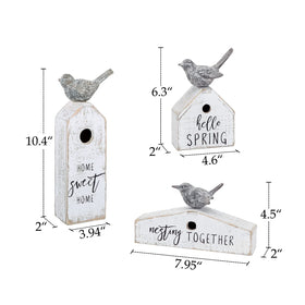 Synovana birdhouse distressed whitewash finish creates rustic farmhouse vibe.