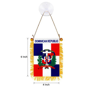 SYOTLYA Dominican Republic flag back view, durable stitching and fringe detail.