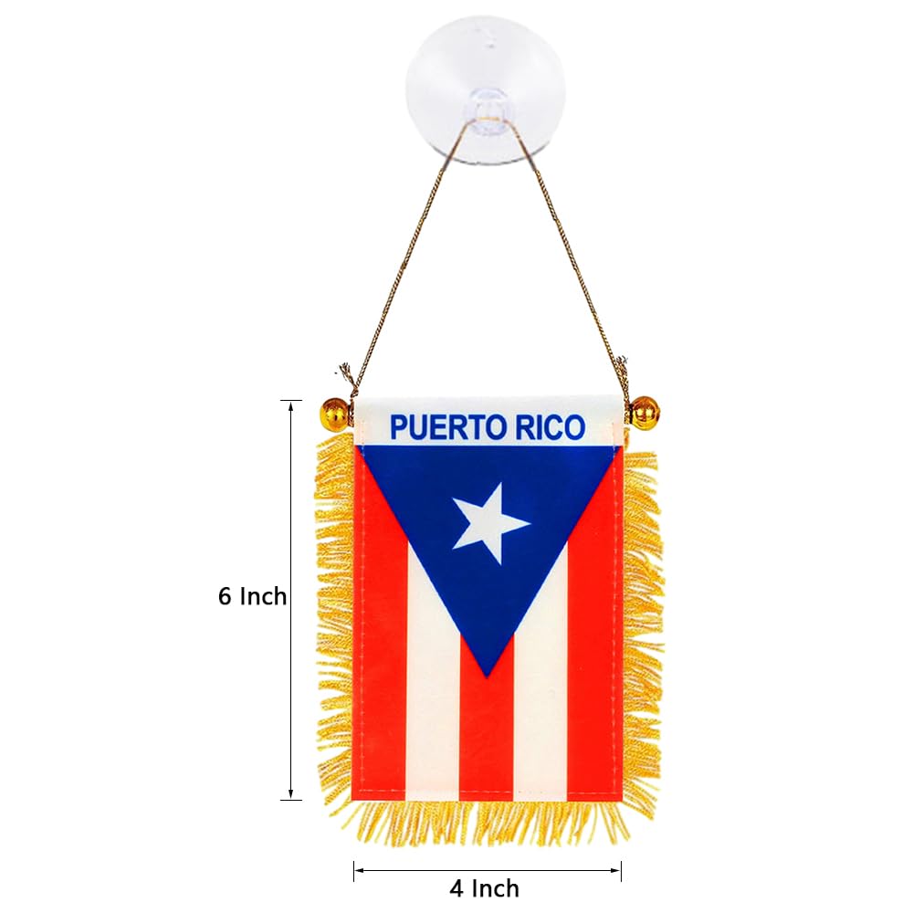 SYOTLYA mini Puerto Rico flag banner with fade-resistant colors for window display.