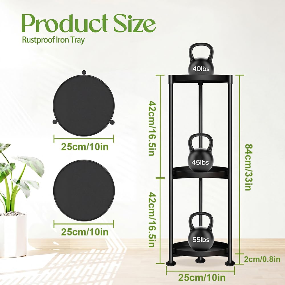 SYQ 3-tier stand features black iron frame for modern decor.