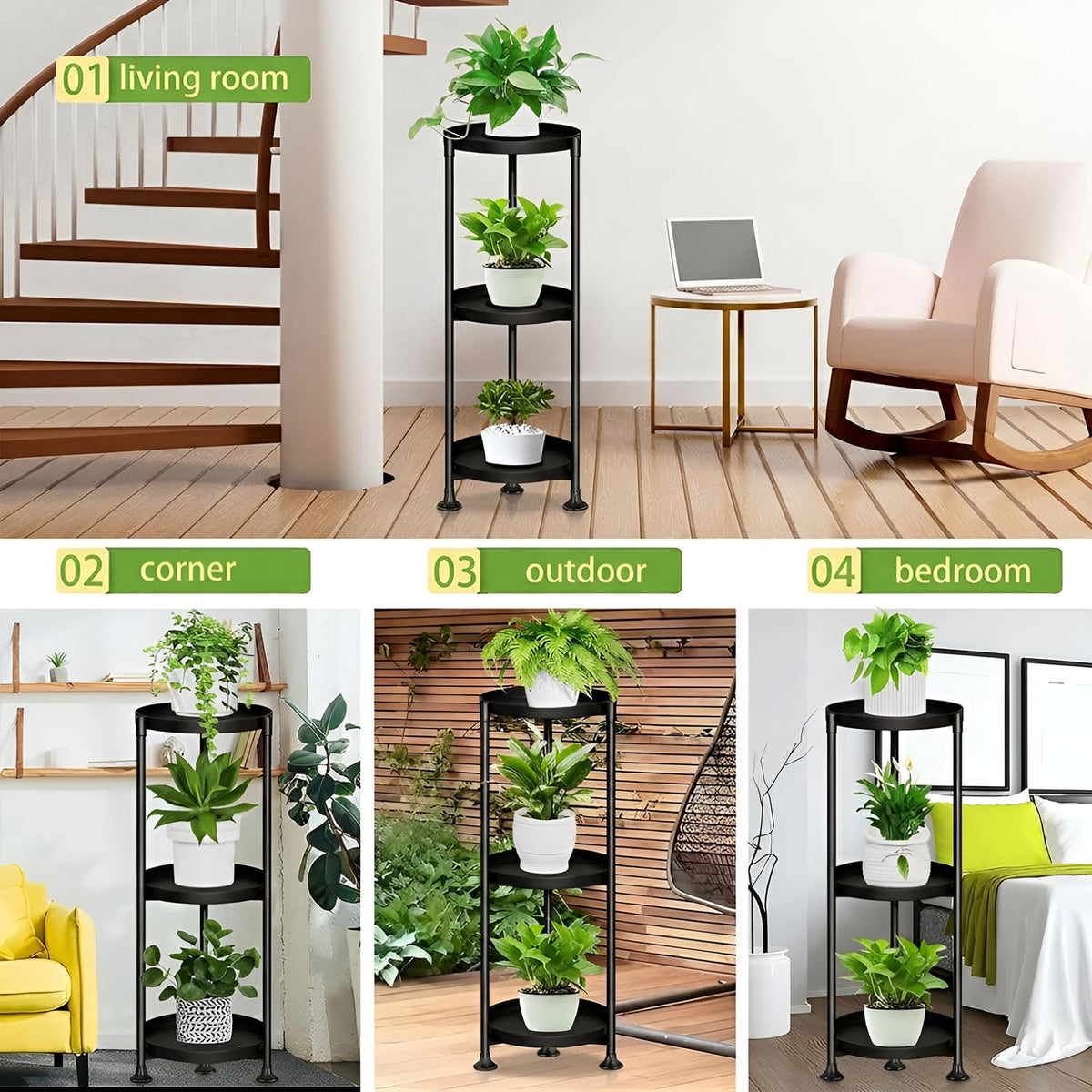 SYQ 3-tier stand demonstrates heavy-pot capacity in a stable frame.