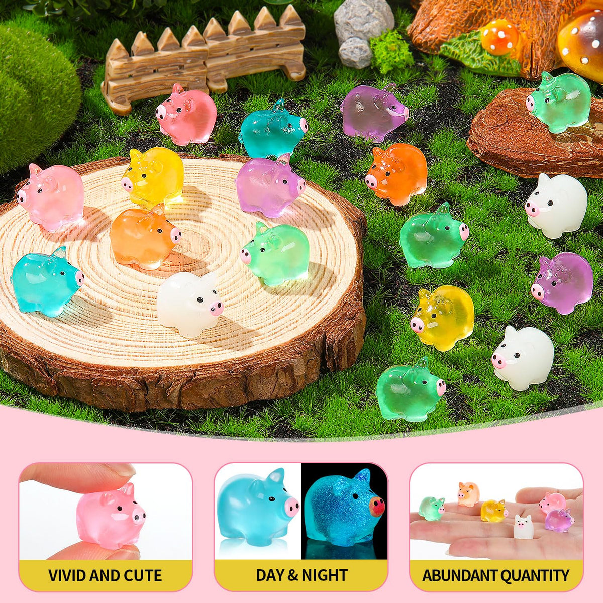 SYWHXY colorful miniature pigs in a glow-dark collection for crafts