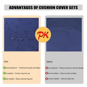 Szblnsm Bavy Blue waterproof cushion cover protects foam from rain and spills.