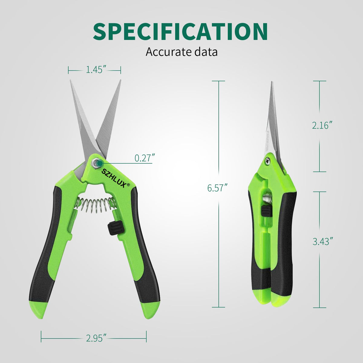 SZHLUX garden shears with secure locking mechanism for safe storage.