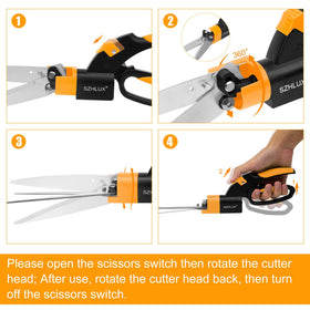 SZHLUX Grass Shears feature 360-degree rotation for cutting at any angle.