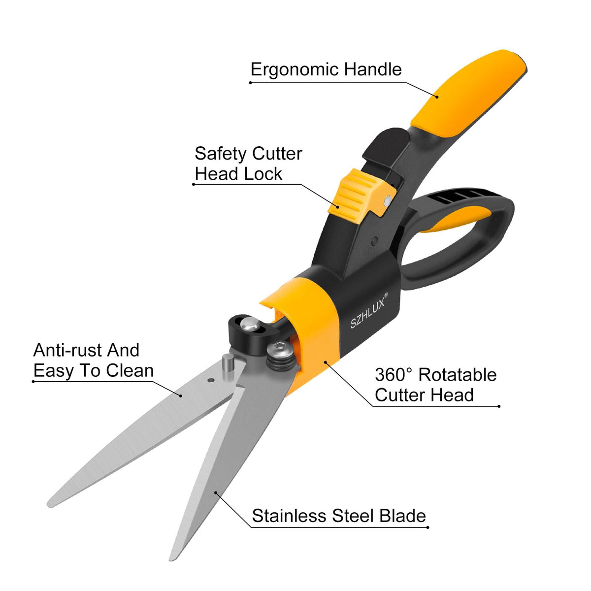 SZHLUX Grass Shears enable precision edging around beds and sidewalks.