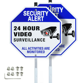 SZhuiyun 24-hour surveillance sign front view improves day and night visibility.