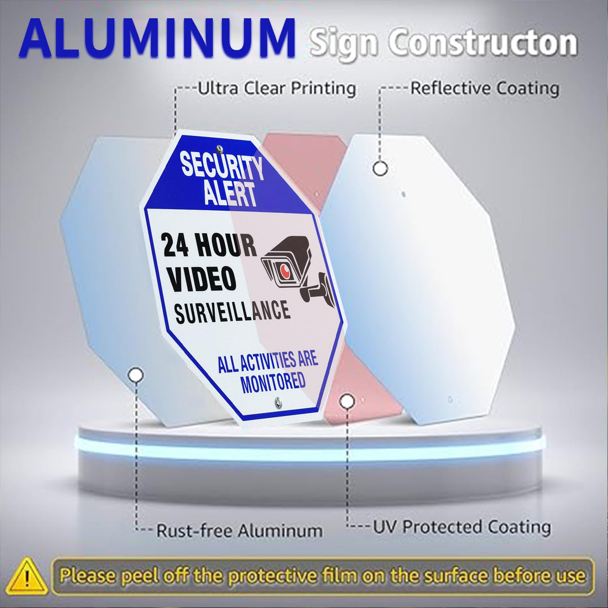 SZhuiyun heavy-duty aluminum sign withstands rain and sun for outdoor use.