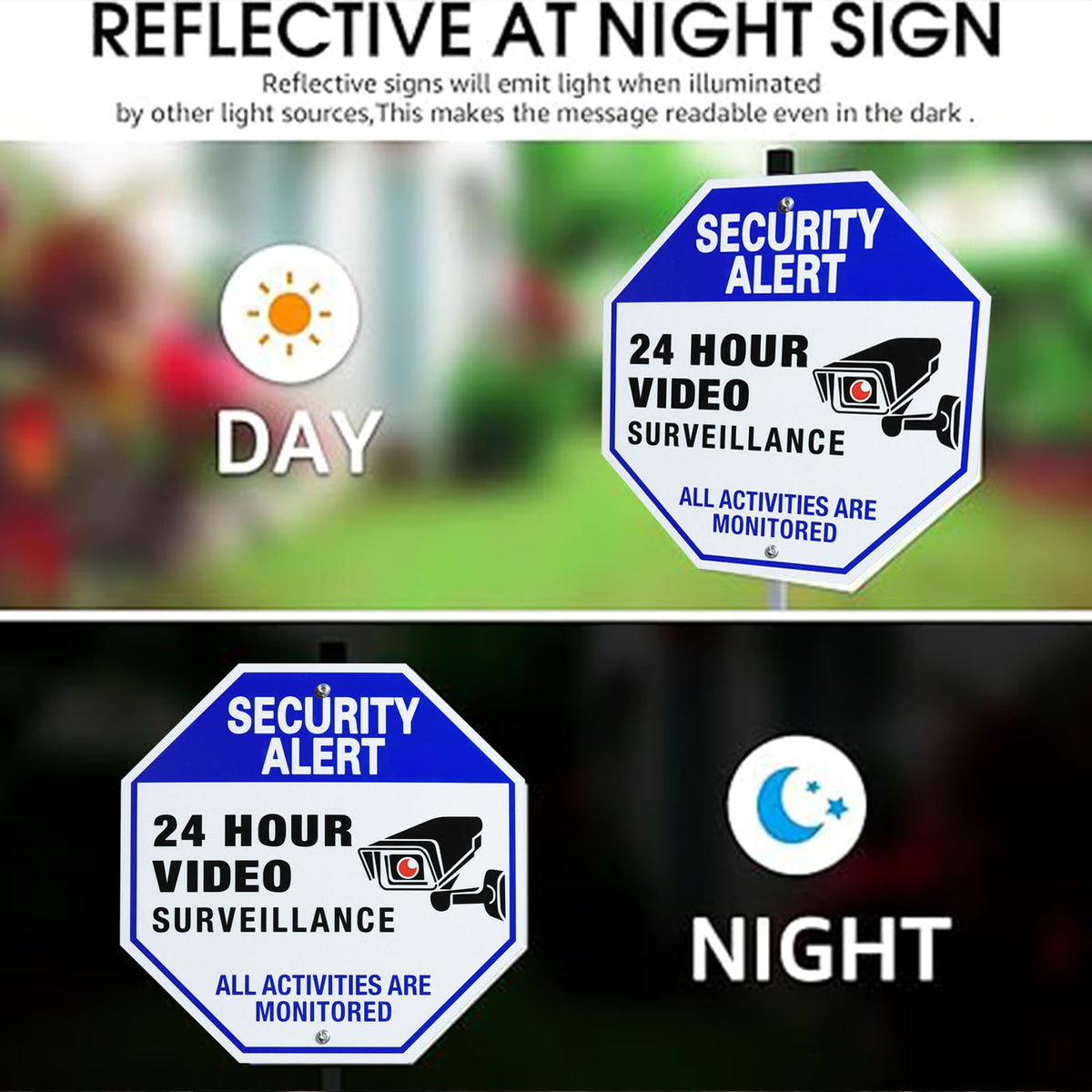 SZhuiyun reflective lettering enhances night readability of the sign.