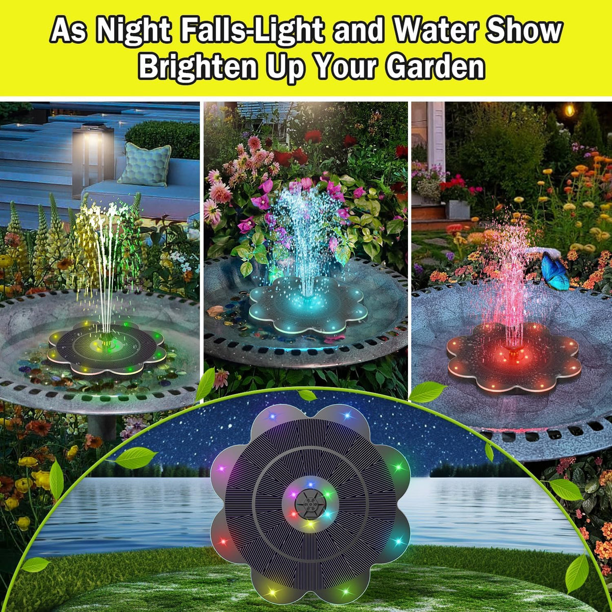 SZMP flower fountain offers 7 nozzle patterns for varied spray styles
