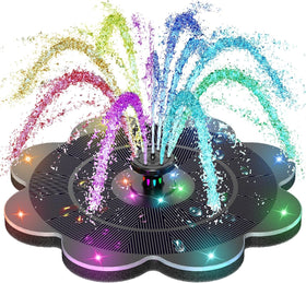 SZMP flower-shape fountain front view with vibrant RGB light show for garden decor