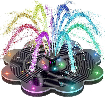 SZMP flower-shape fountain front view with vibrant RGB light show for garden decor