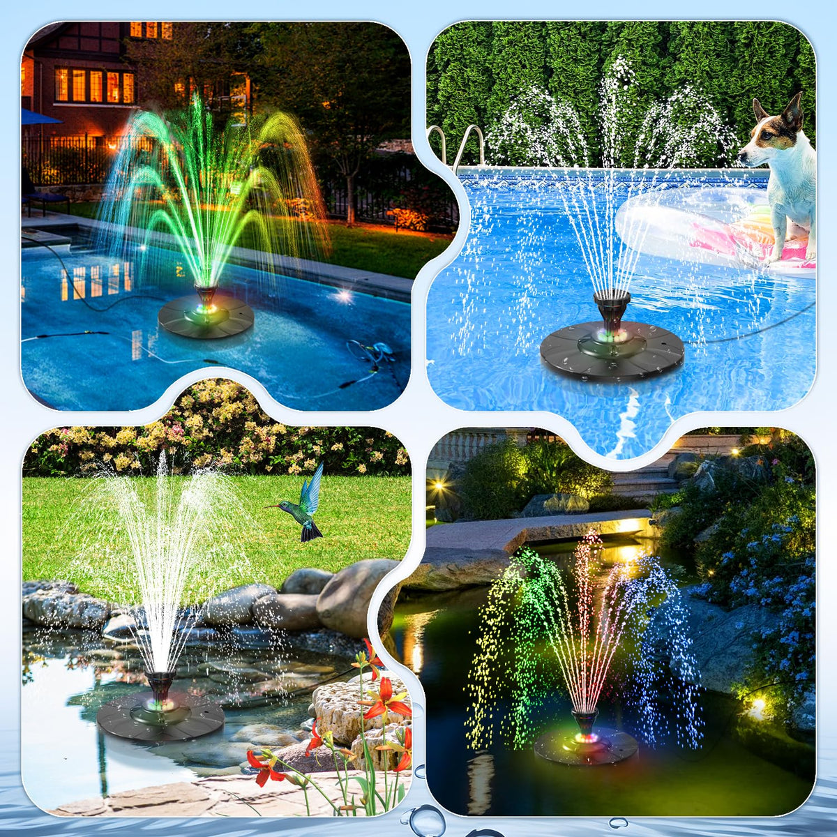 SZMP fountain in action over a pond creating a lively focal point