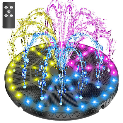 SZMP remote control solar fountain over a bird bath at dusk for birds