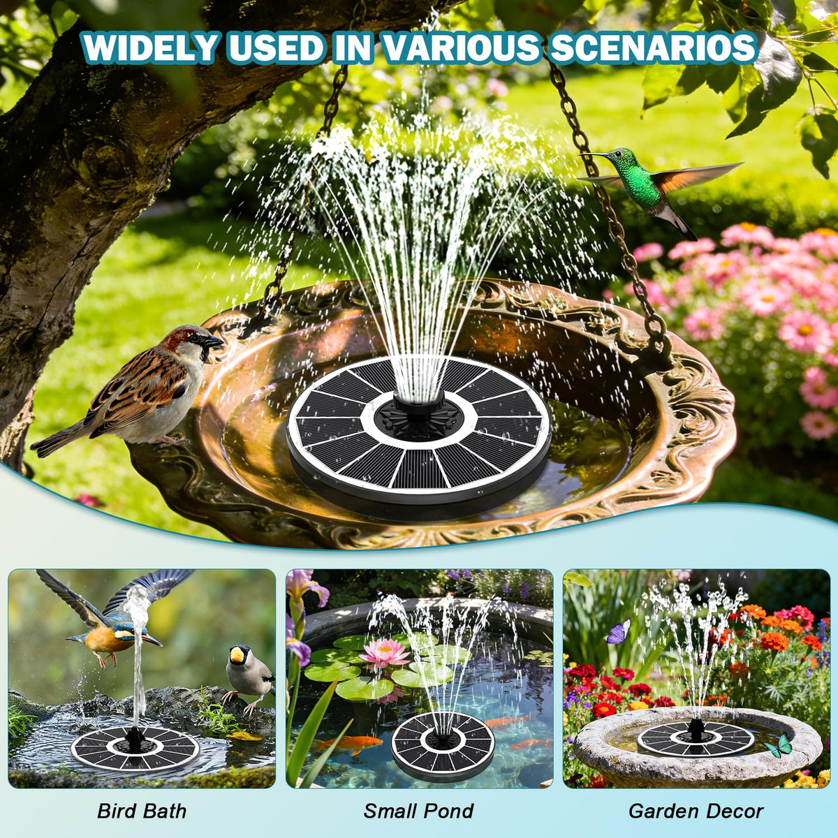 SZMP Solar Bird Bath Anti-Drift Fixers keep the pump centered and water-efficient.
