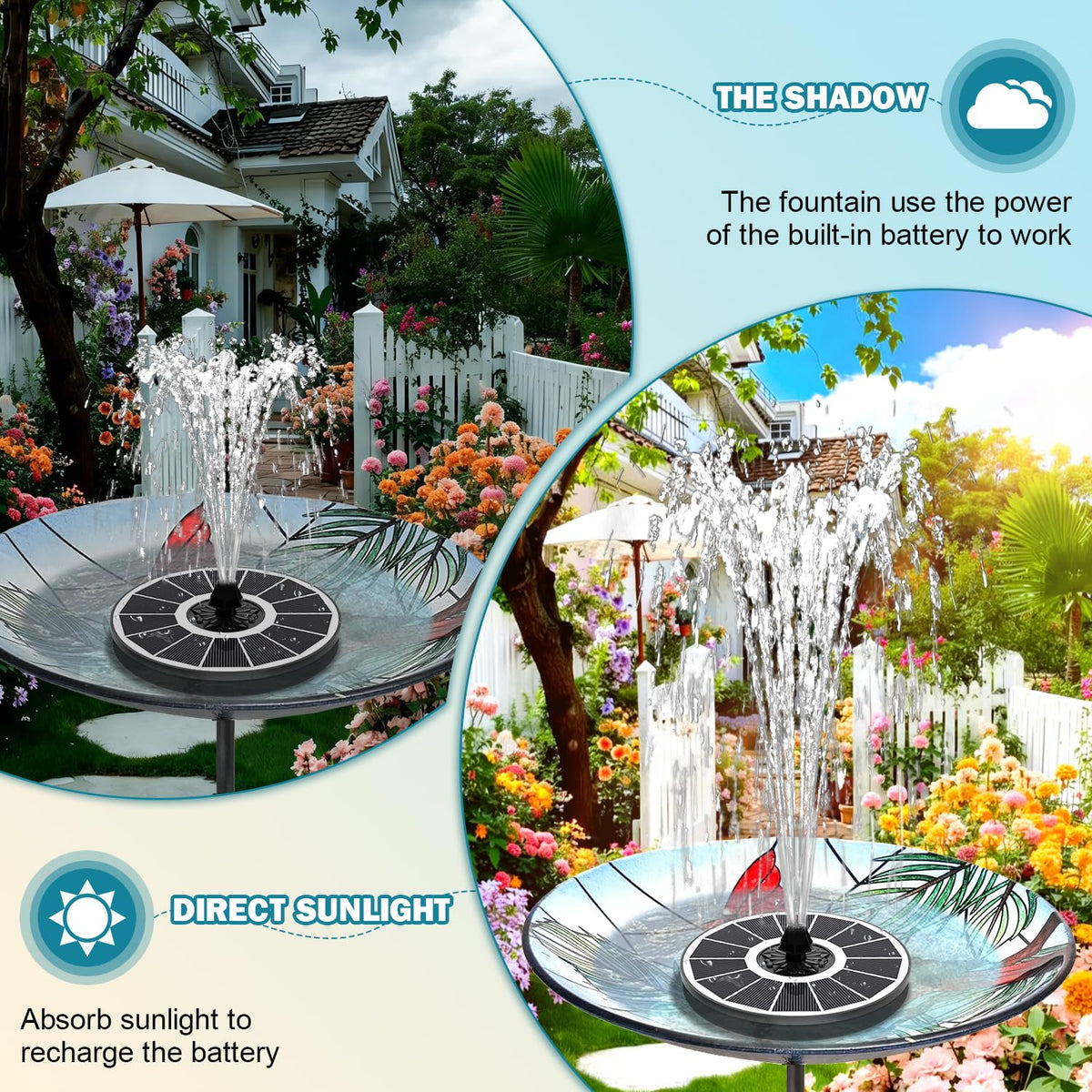 SZMP Solar Bird Bath Glass Panel close-up shows durable, easy-to-clean coating.
