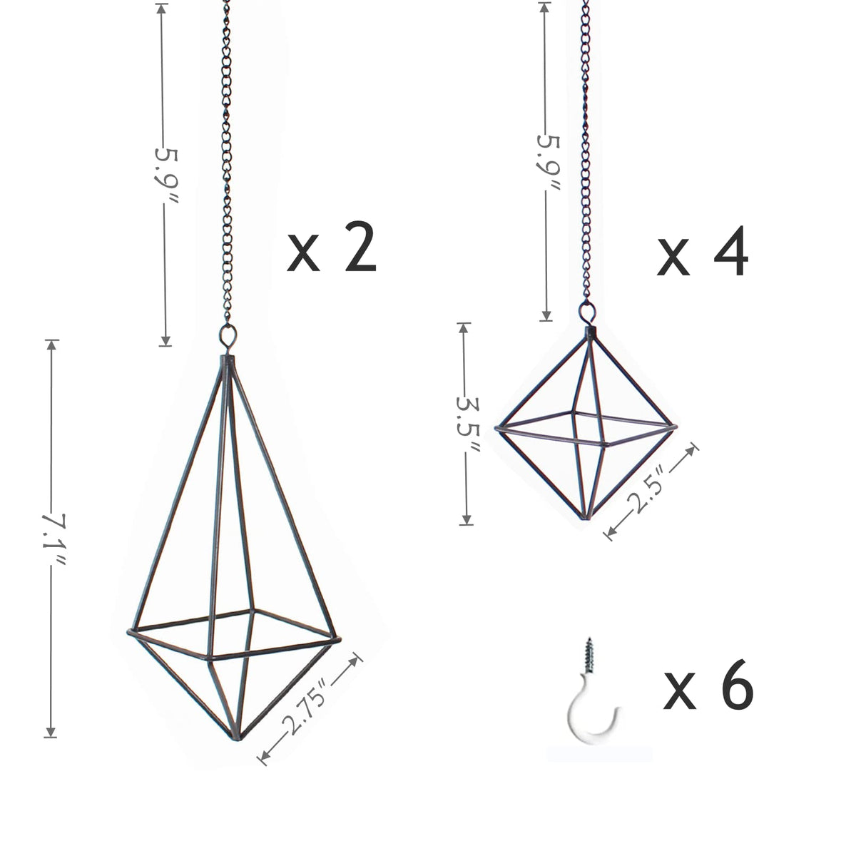 SZRUIZFZ black metal air plant hanger short octahedron compact display for shelves