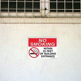T&R No Smoking sign installed outdoors with durable visibility
