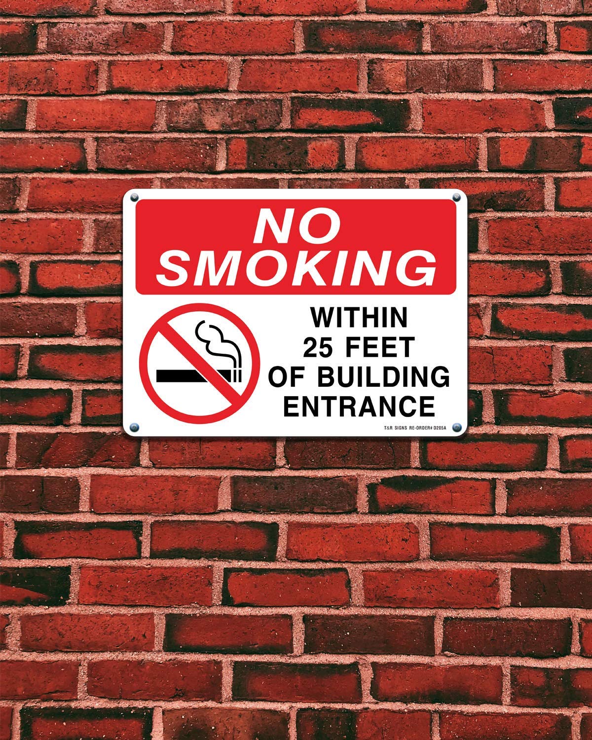 T&R No Smoking sign demonstrating high distance readability