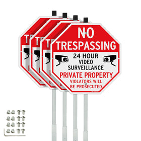T&R No Trespassing sign 12x12 with 36 inch stake for durable outdoor placement