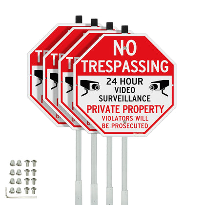 T&R No Trespassing sign 12x12 with 36 inch stake for durable outdoor placement
