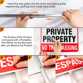 T&R No Trespassing sign with 6 pre-drilled holes for versatile mounting.