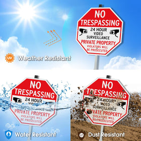T&R Rust-free aluminum No Trespassing sign resists weather and sun