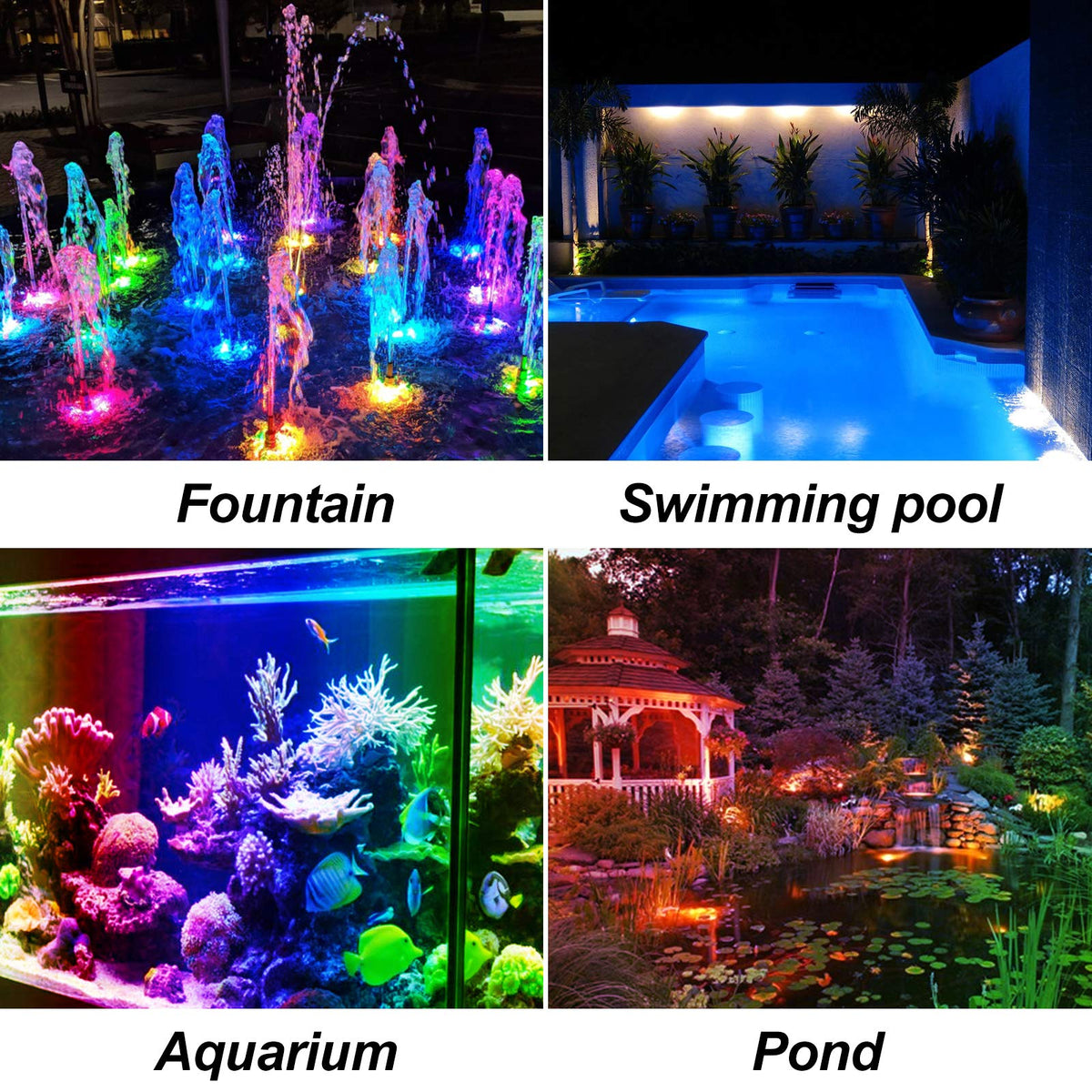 T-SUN RGB color-changing submersible light for ponds and pools.