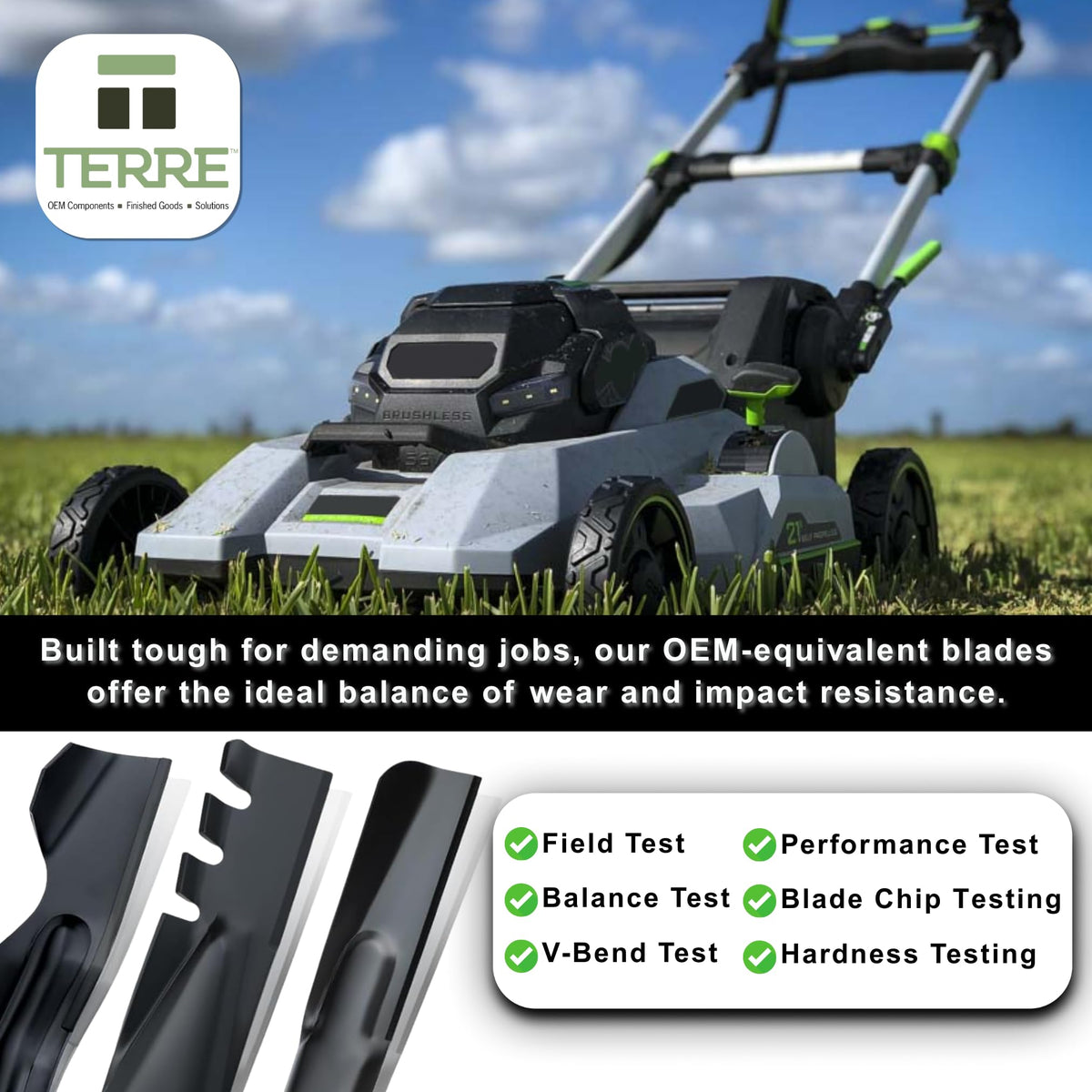 T TERRE replacement blade supports reliable performance in demanding lawn tasks.