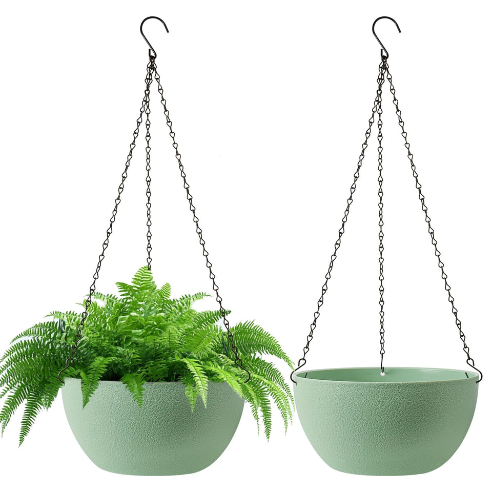 T4U 10 inch hanging planter with speckled white finish for indoor decor