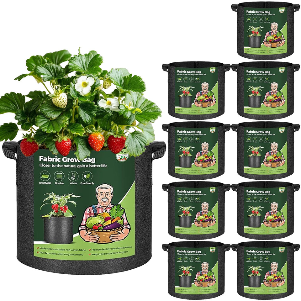 T4U 5 gal grow bag with handles for easy transport.