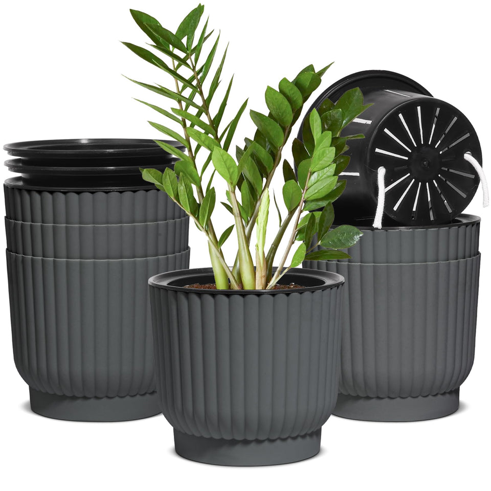 T4U 6-inch self-watering pot front view, ideal for effortless indoor plant care.