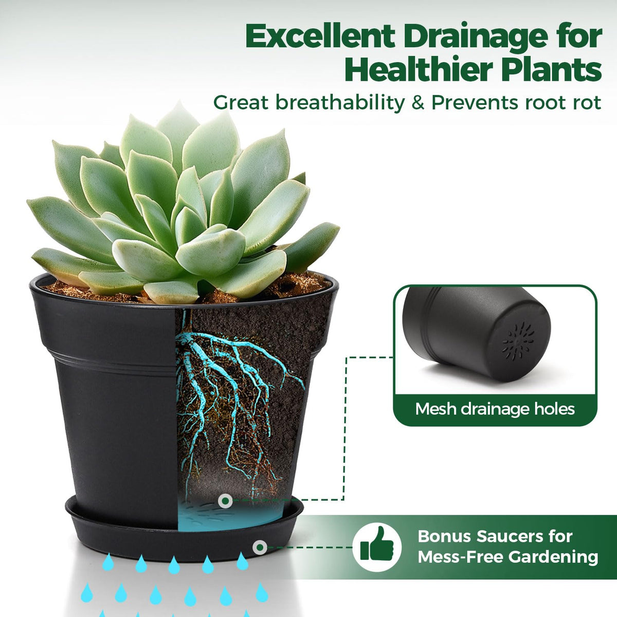 T4U matte black 4-inch pot with Nordic design for modern decor.