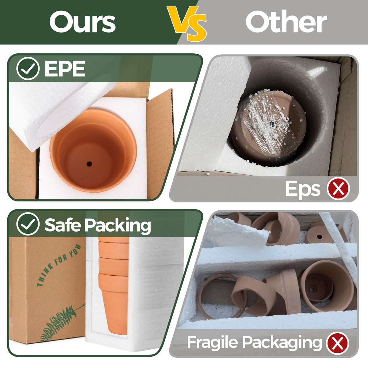 Secure packaging protects pots during transit and arrival.