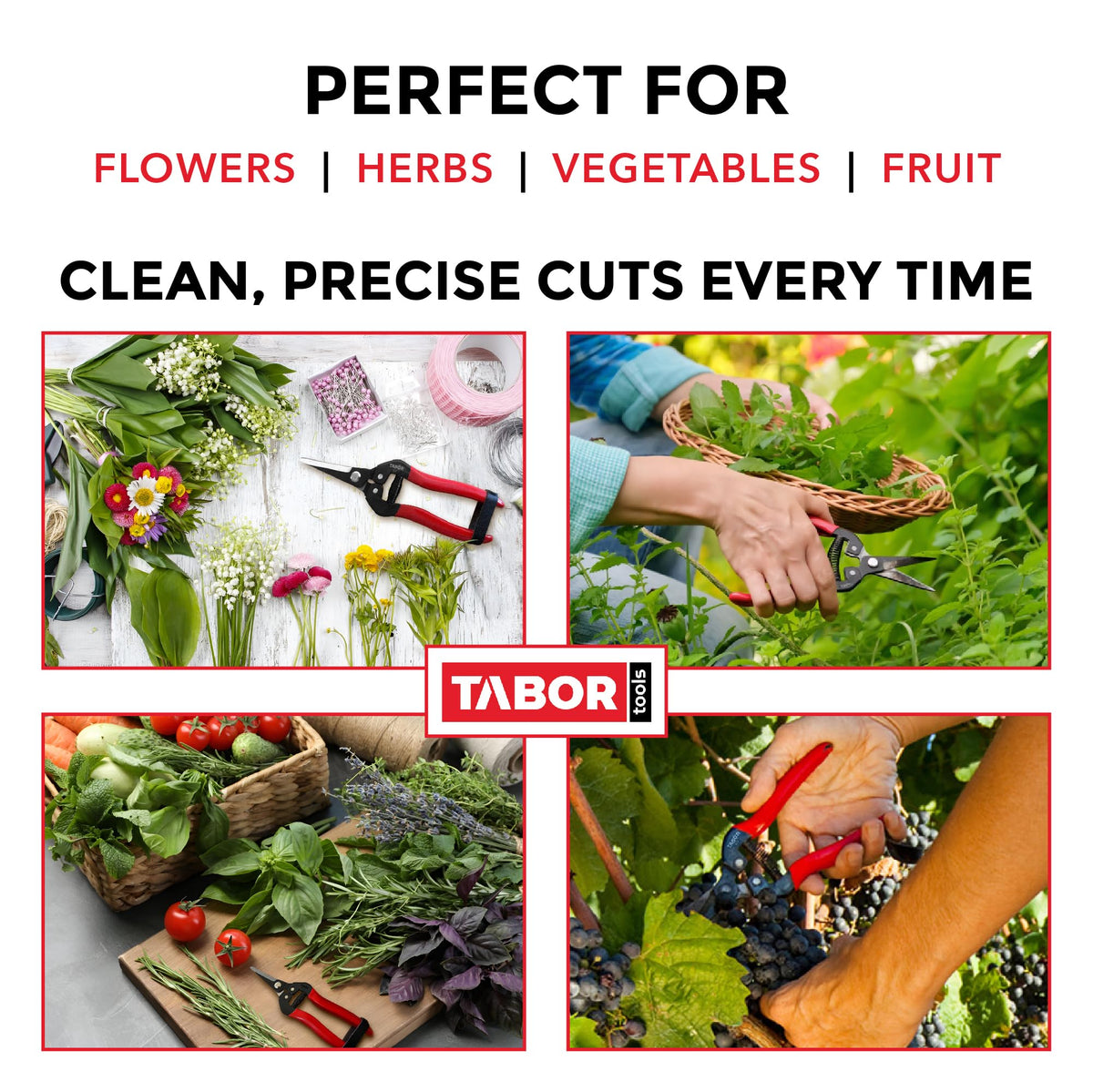 TABOR TOOLS K7A durable blades for clean cuts on flowers and herbs.