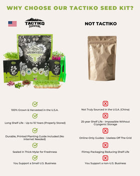 Tactiko Survival full-size vegetables grown in soil for harvest.