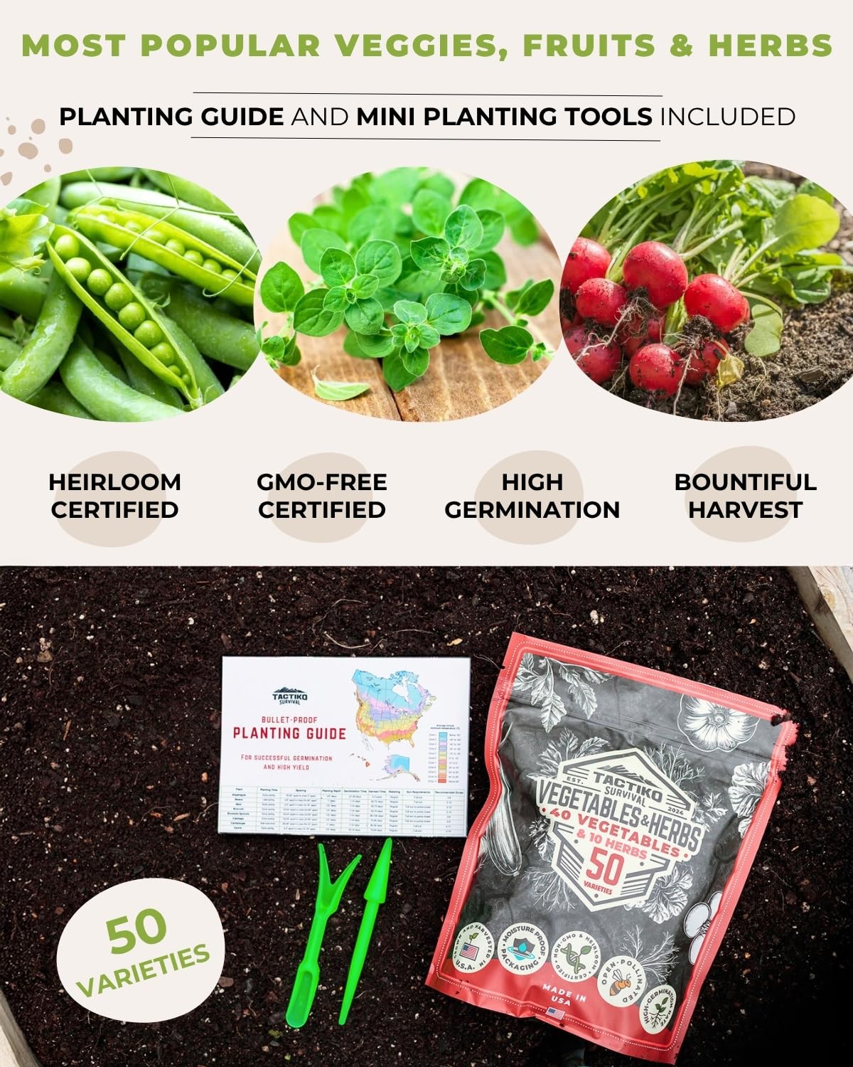 Tactiko Survival long-term storage Mylar bag protects seeds from moisture.